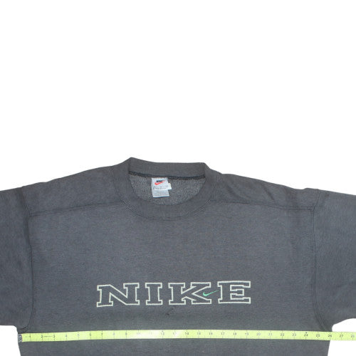 Nike Women's Grey Pullover Sweatshirt L Classic Logo Crew Neck