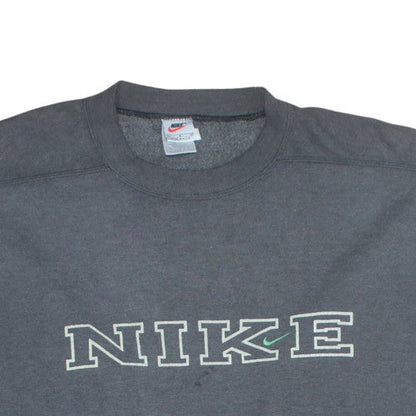 Nike Women's Grey Pullover Sweatshirt L Classic Logo Crew Neck