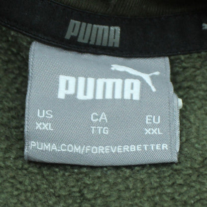 Puma Men's Green 2XL Pullover Hoodie with Logo Print