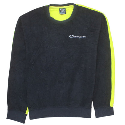 Champion Mens Black Neon Pullover Sweatshirt Medium Fleece Logo