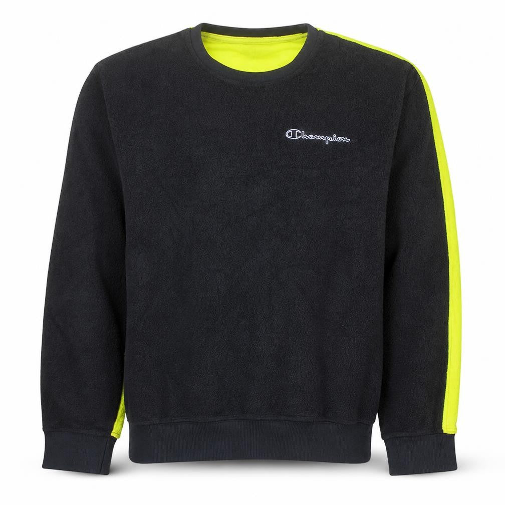 Champion Mens Black Neon Pullover Sweatshirt Medium Fleece Logo