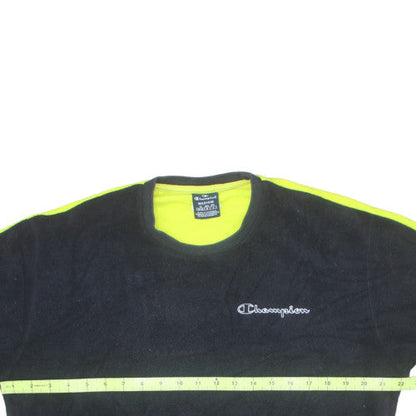 Champion Mens Black Neon Pullover Sweatshirt Medium Fleece Logo