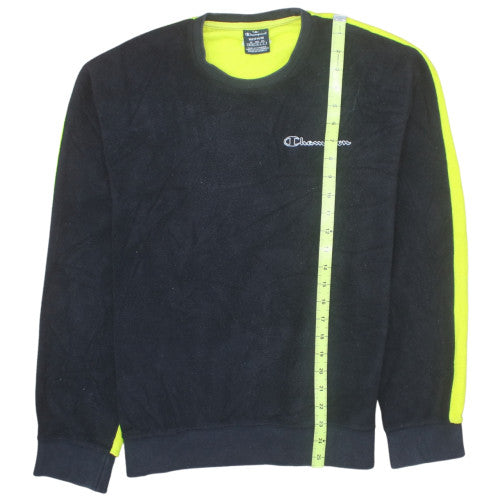 Champion Mens Black Neon Pullover Sweatshirt Medium Fleece Logo