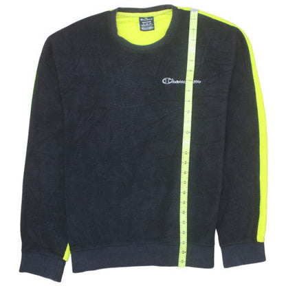 Champion Mens Black Neon Pullover Sweatshirt Medium Fleece Logo