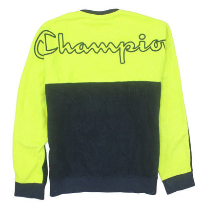 Champion Mens Black Neon Pullover Sweatshirt Medium Fleece Logo