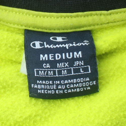 Champion Mens Black Neon Pullover Sweatshirt Medium Fleece Logo