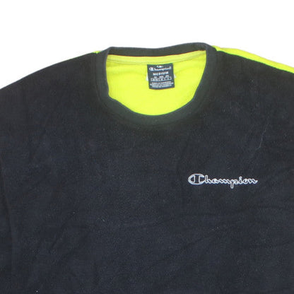 Champion Mens Black Neon Pullover Sweatshirt Medium Fleece Logo