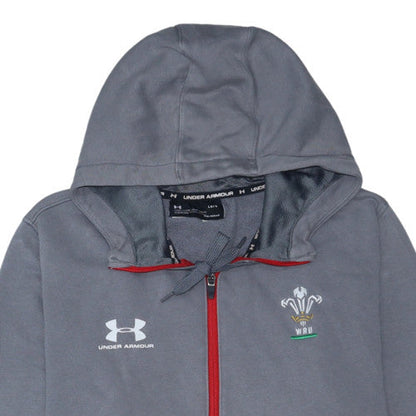 Under Armour Men's Grey Full Zip Hoodie WRU Logo Size L