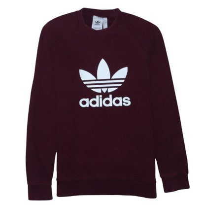 Adidas Womens Burgundy Crew Neck Pullover Sweatshirt XS
