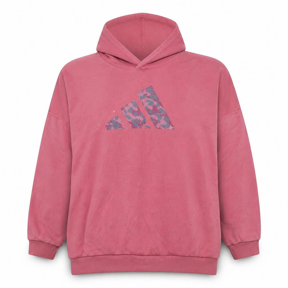 Adidas Womens Pink Hooded Pullover Sweatshirt Size 16 L 100% Cotton