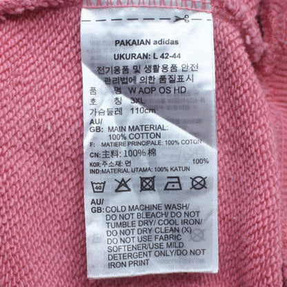 Adidas Womens Pink Hooded Pullover Sweatshirt Size 16 L 100% Cotton