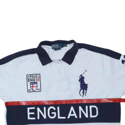 Polo Ralph Lauren Men's White England Custom Fit Polo Shirt Size L