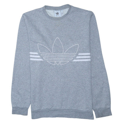 Adidas Mens Grey Crew Neck Pullover Sweatshirt Small