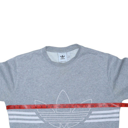Adidas Mens Grey Crew Neck Pullover Sweatshirt Small
