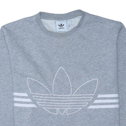 Adidas Mens Grey Crew Neck Pullover Sweatshirt Small