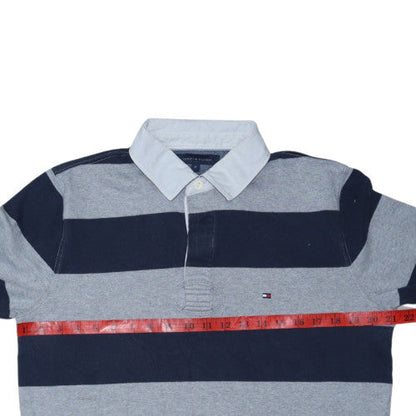 Tommy Hilfiger Men's Blue Striped Long Sleeve Polo Shirt M