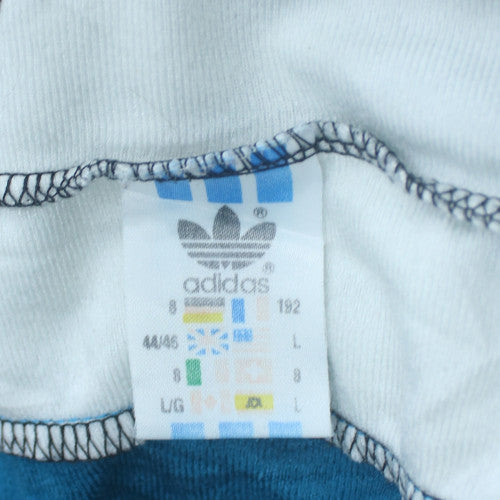 Adidas Mens Black Blue Full Zip Short Sleeve Hoodie L Sportswear