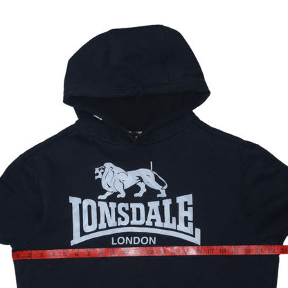 Lonsdale Men's Black Pullover Hoodie M Sports Graphic Print