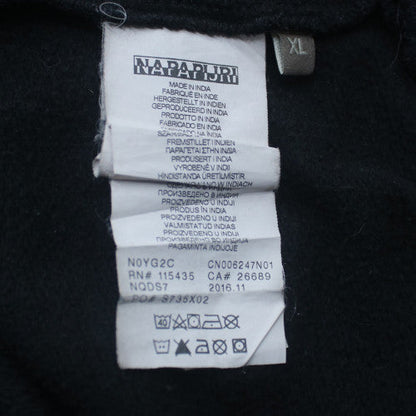 Napapijri Mens Black XL Pullover Hoodie Logo Embroidered Fleece