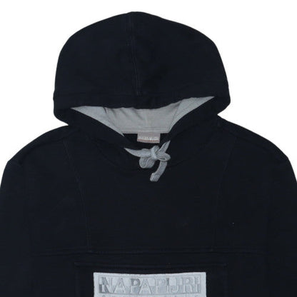 Napapijri Mens Black XL Pullover Hoodie Logo Embroidered Fleece
