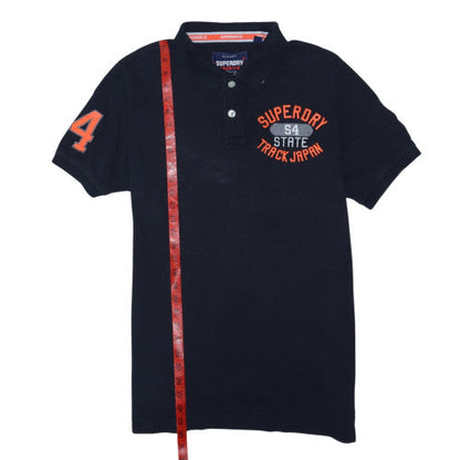 Superdry Men's Black Slim Fit Polo Shirt Size M Embroidered