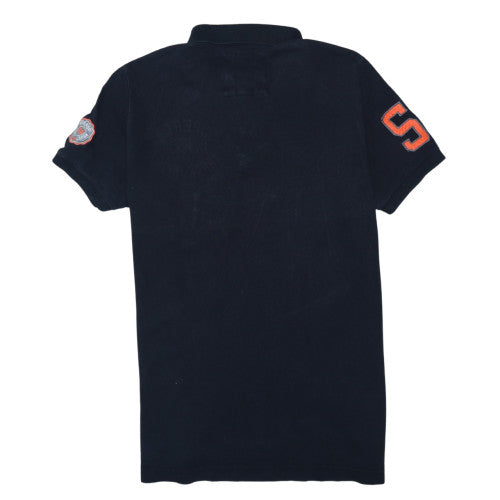 Superdry Men's Black Slim Fit Polo Shirt Size M Embroidered