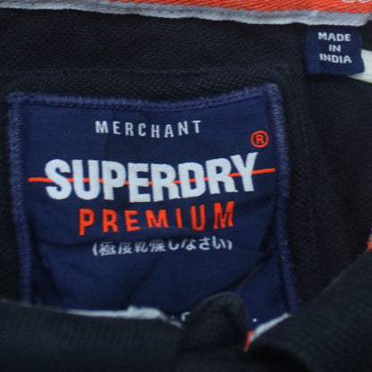Superdry Men's Black Slim Fit Polo Shirt Size M Embroidered