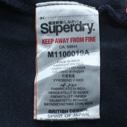 Superdry Men's Black Slim Fit Polo Shirt Size M Embroidered