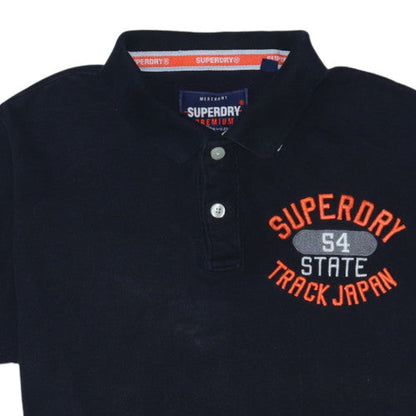 Superdry Men's Black Slim Fit Polo Shirt Size M Embroidered