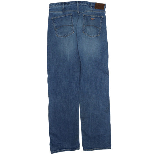 Armani Jeans Men Blue 32 Straight Denim Jeans Regular Fit