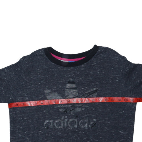 Adidas Womens Black Crew Neck Pullover Sweatshirt Size 10 Cotton Blend