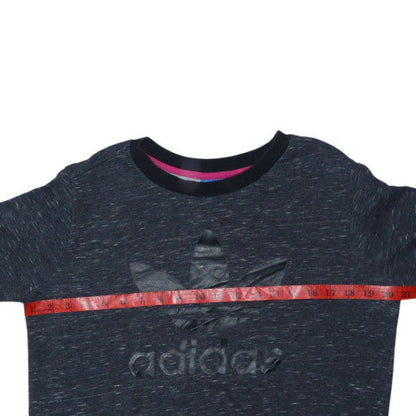 Adidas Womens Black Crew Neck Pullover Sweatshirt Size 10 Cotton Blend