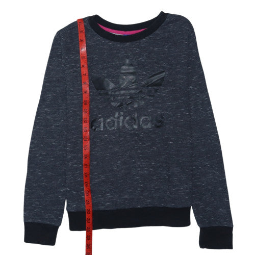 Adidas Womens Black Crew Neck Pullover Sweatshirt Size 10 Cotton Blend