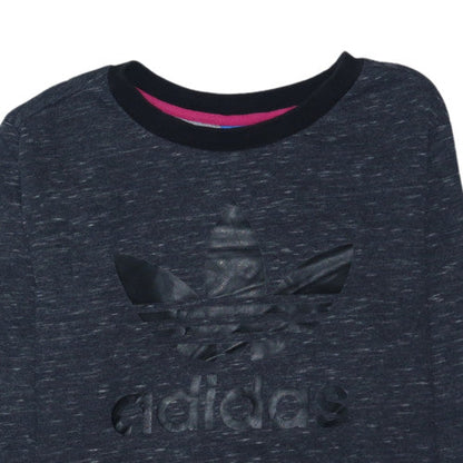 Adidas Womens Black Crew Neck Pullover Sweatshirt Size 10 Cotton Blend