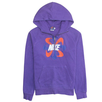 Nike Women Purple Track & Field 1/2 Zip Hoodie Size L Cotton Blend