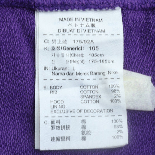 Nike Women Purple Track & Field 1/2 Zip Hoodie Size L Cotton Blend