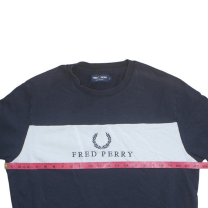 Fred Perry Men's Blue Crew Neck Logo Sweatshirt Size L