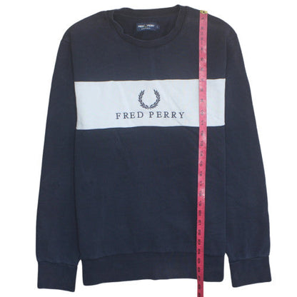 Fred Perry Men's Blue Crew Neck Logo Sweatshirt Size L