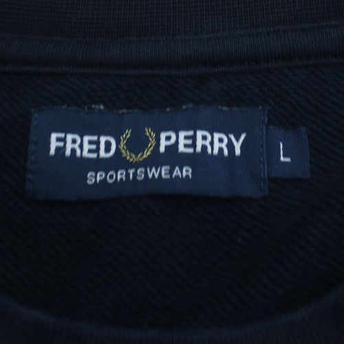 Fred Perry Men's Blue Crew Neck Logo Sweatshirt Size L