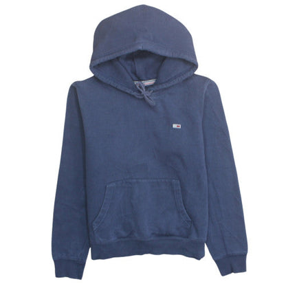 Tommy Jeans Men Blue Pullover Hoodie S Fleece Logo Drawstring