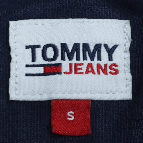 Tommy Jeans Men Blue Pullover Hoodie S Fleece Logo Drawstring