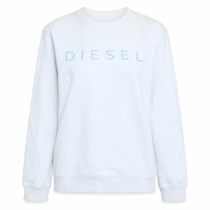 Diesel Women's White Cotton Blend Logo Pullover Sweatshirt L