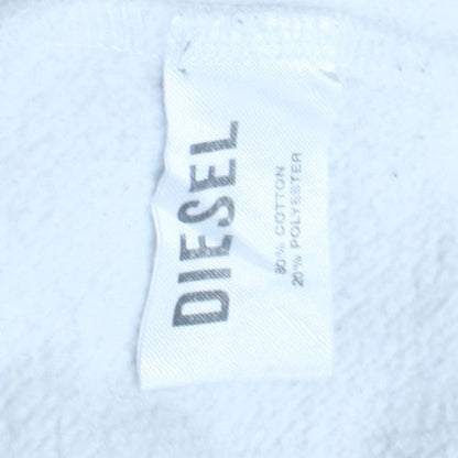 Diesel Women's White Cotton Blend Logo Pullover Sweatshirt L