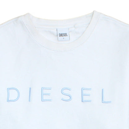 Diesel Women's White Cotton Blend Logo Pullover Sweatshirt L
