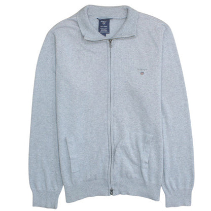 GANT Men's Grey Cotton Full Zip Jumper M Regular Fit