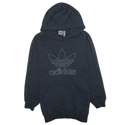 Adidas Womens Black Full Zip Hoodie Size 8-10 Hooded Logo Sweatshirt