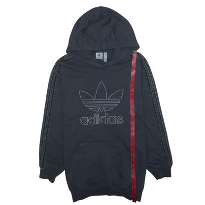 Adidas Womens Black Full Zip Hoodie Size 8-10 Hooded Logo Sweatshirt