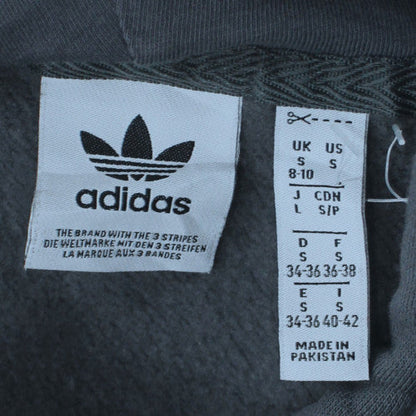Adidas Womens Black Full Zip Hoodie Size 8-10 Hooded Logo Sweatshirt