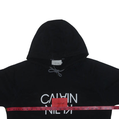 Calvin Klein Men's Black Pullover Hoodie Size L Fleece Logo Sweatshirt