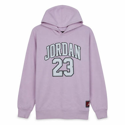 Front view of Jordan girls’ pink hoodie xl 13-15 years pullover graphic hooded sweatshirt
